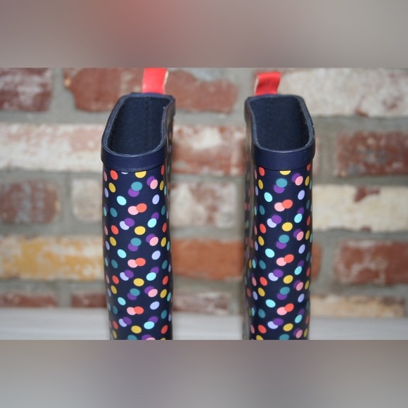 Cat and Jack Blue Rain Boots Multicolor Polka Dots, girls Size: 2 Youth - Picture 3 of 7